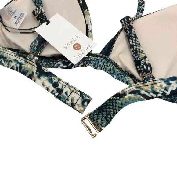 NEW Shade & Shore Snake Skin Print Bikini Set Triangle Top Cheeky Bottom Size M - Picture 4 of 12